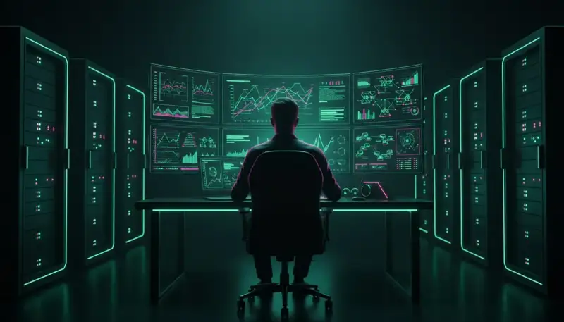 Ingegnere DevOps iGaming ai monitor in una sala server